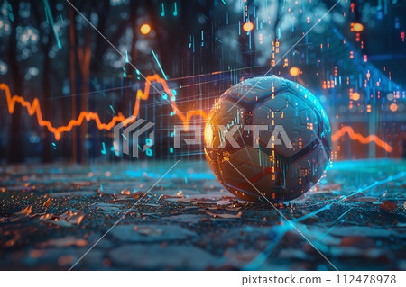 AI-generated content. Online bet and analytics and statistics for soccer game. Generative AI 112478978