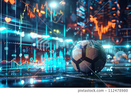 AI-generated content. Online bet and analytics and statistics for soccer game. Generative AI 112478980