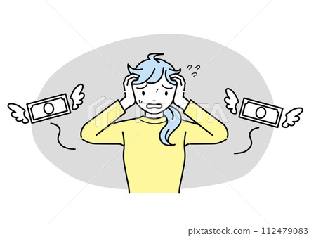 A troubled woman who loses money 112479083