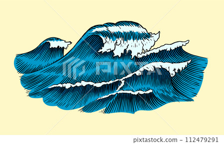 Atlantic tidal waves. Vintage old engraved hand drawn labels. Marine and nautical or sea, ocean in Atlantic tidal waves. Vintage old engraved hand drawn labels. Marine and nautical or sea, ocean in 112479291