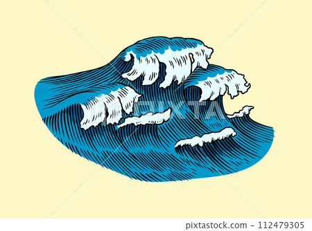 Atlantic tidal waves. Vintage old engraved hand drawn labels. Marine and nautical or sea, ocean in 112479305