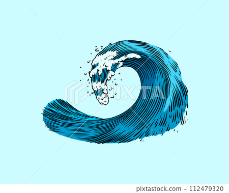 Atlantic tidal waves. Vintage old engraved hand drawn labels. Marine and nautical or sea, ocean in 112479320