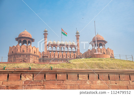 Front view of main entrance to Red Fort as New Delhi's tourist attraction. India 112479552