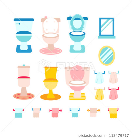Toilet Isolated Flat Set 112479717