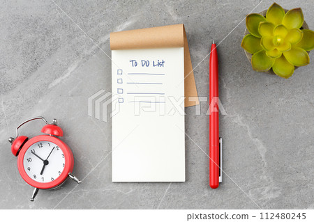 Office supplies on a marble table. Office supplies on a marble table. 112480245