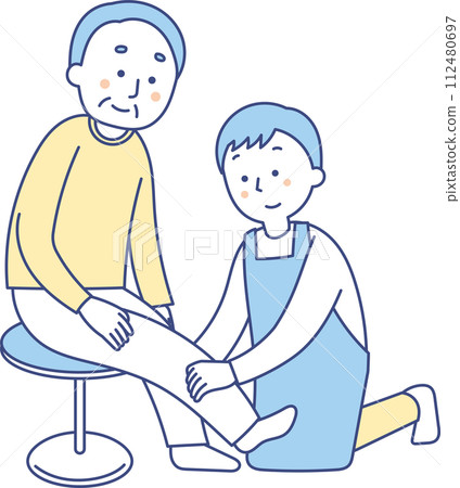 Male caregiver rehabilitating the elderly Male caregiver rehabilitating the elderly 112480697