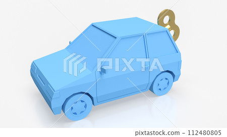 The Blue car wind up for automobile or transportation concept 3d rendering. The Blue car wind up for automobile or transportation concept 3d rendering. 112480805