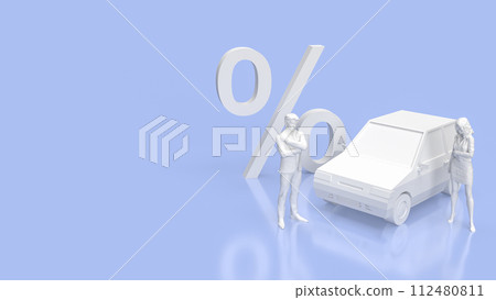 The car and percent symbol for Automotive finance concept 3d rendering. 112480811