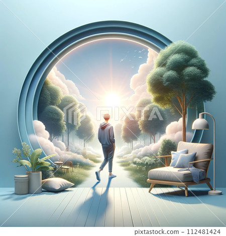 man walking in nature 112481424