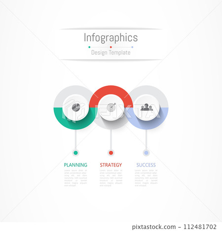 Infographic 3 options design elements for your business data. Vector Illustration. 112481702