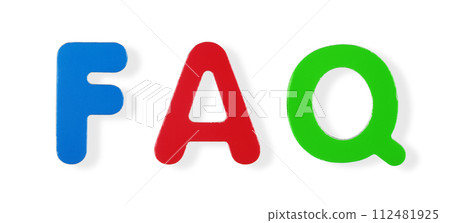 FAQ word in coloured magnetic letters 112481925