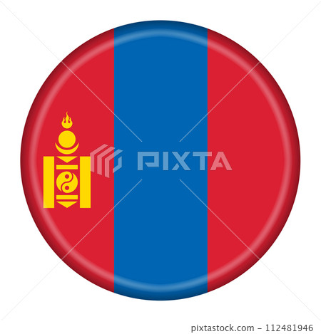 Mongolia flag button 3d illustration with clipping path 112481946