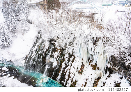 Shirahige Falls in winter in Biei, Hokkaido Shirahige Falls in winter in Biei, Hokkaido 112482227