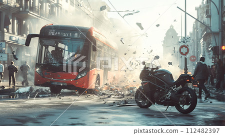 The scene of a traffic accident - Stock Illustration [112482397] - PIXTA