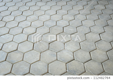 gray stone hexagon floor texture background, exterior design construction industry gray stone hexagon floor texture background, exterior design construction industry 112482764