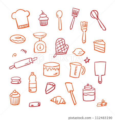 Kitchen utensils illustration set 112483190