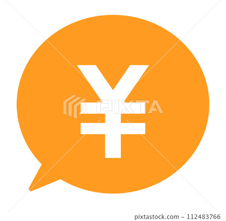 Simple orange circle symbol and speech bubble Simple orange circle symbol and speech bubble 112483766