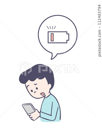 A man whose smartphone seems to run out of charge A man whose smartphone seems to run out of charge 112483794