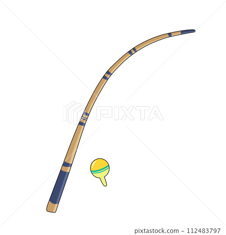 Fishing rod and fish icon in cartoon style isolated 112483797
