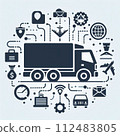 受卡車和卡車“人工智慧生成”啟發的背景手繪插圖 112483805