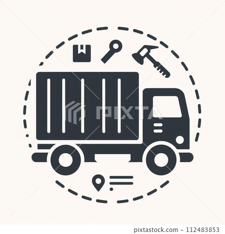 簡單的圖標，例如卡車和卡車“AI生成” 112483853
