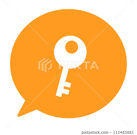 A simple orange lock symbol and a speech bubble A simple orange lock symbol and a speech bubble 112483881