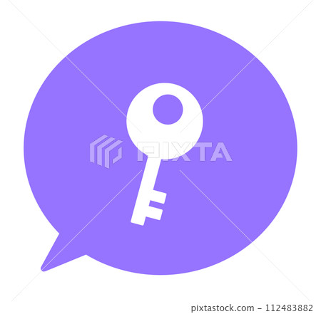 A simple purple lock symbol and a speech bubble 112483882