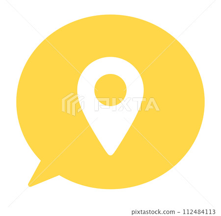 簡單的黃色地圖標記和語音氣泡 簡單的黃色地圖標記和語音氣泡 112484113