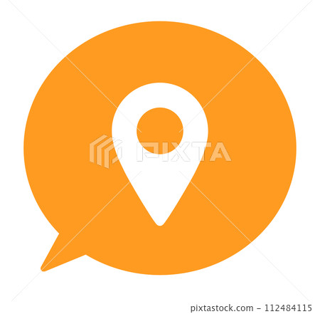 簡單的橙色地圖標記和語音氣泡 簡單的橙色地圖標記和語音氣泡 112484115