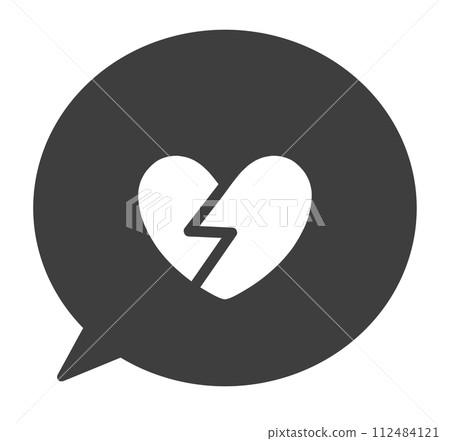 Black cracked heart symbol and speech bubble Black cracked heart symbol and speech bubble 112484121