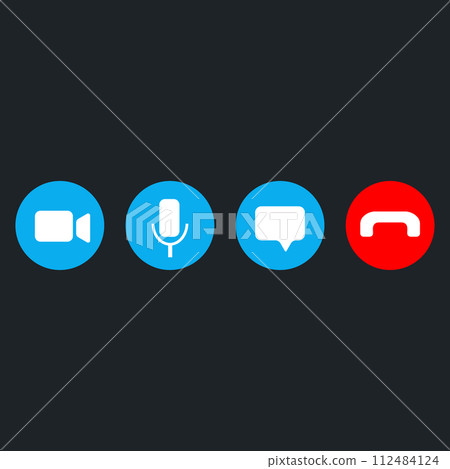 Video call icons set on blue back 112484124