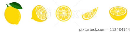 Fresh lemon fruits, collection of vector illustrations 112484144