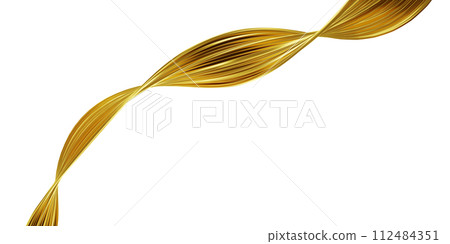 Abstract gold wave isolated on white background 3D render 112484351