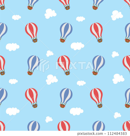 cute hot air balloon in the sky seamless pattern 112484383
