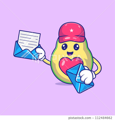 Cute Avocado Holding Envelope Vector Icon Illustration 112484662
