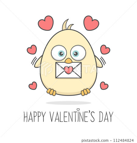 Cute Bird Holding Love Letter Valentines Day Cute Bird Holding Love Letter Valentines Day 112484824