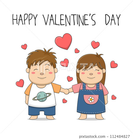 Cute Boy And Girl Holding Hands Valentines Day 112484827