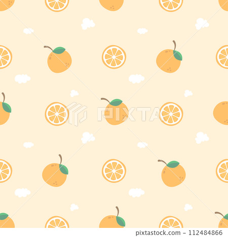 whole orange and slice seamless pattern 112484866