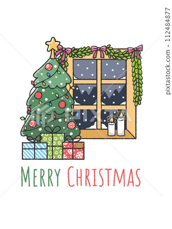 Hand Drawn Christmas Tree And Presents 112484877