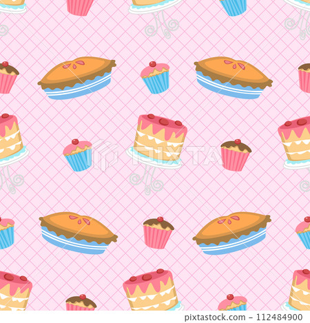 cakes and pie seamless pattern cakes and pie seamless pattern 112484900