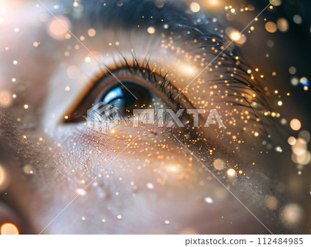 一個眼睛充滿光芒的亞洲男人的特寫 112484985