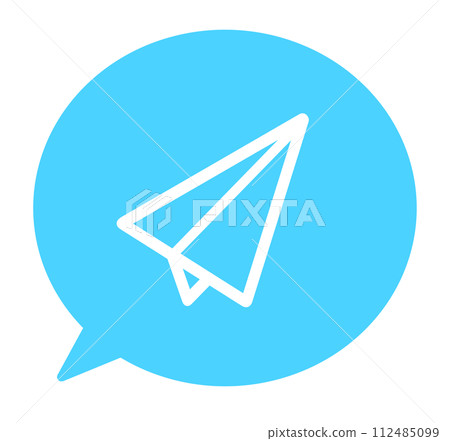 Simple light blue airplane and speech bubble Simple light blue airplane and speech bubble 112485099