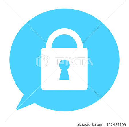 簡單的淺藍色掛鎖和語音氣泡 112485109