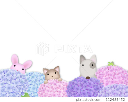 Hydrangea and animal background (PNG) 112485452