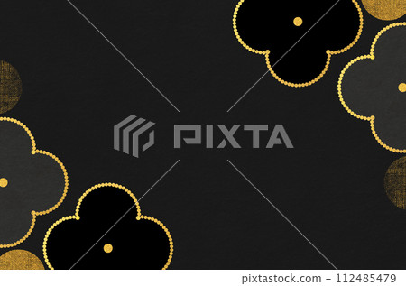 日本現代花卉圖案日本紙_花插圖框架背景 112485479