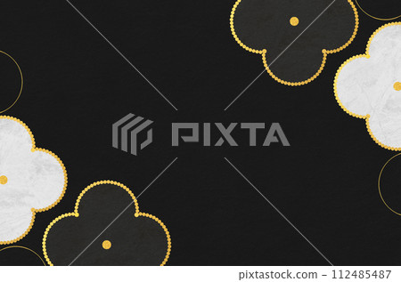 日本現代花卉圖案日本紙_花插圖框架背景 112485487