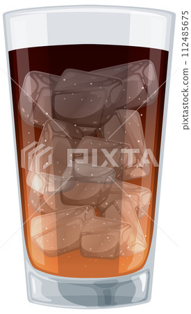 Iced Beverage in a Glass Illustration 112485675
