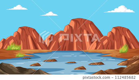 Serene Mountain Lake Landscape Serene Mountain Lake Landscape 112485682