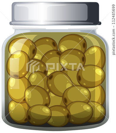 Bottle of Golden Capsules Illustration 112485699