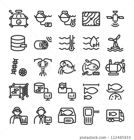 Smart fishing industry icon set 112485833